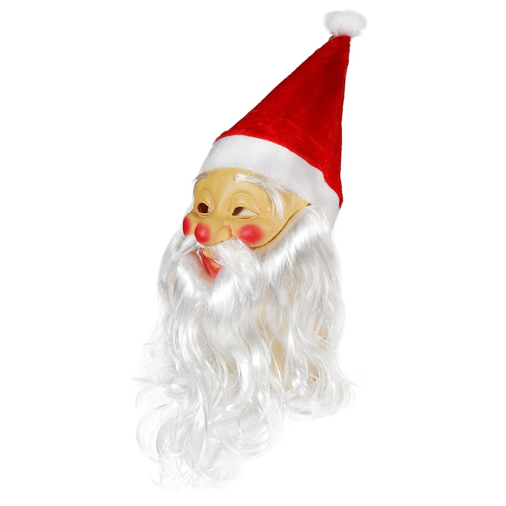 Red Fat Reusable Father Christmas Hat and Funny Realistic Santa Wacky Masks Full Cover Ideal for Costumes Performance