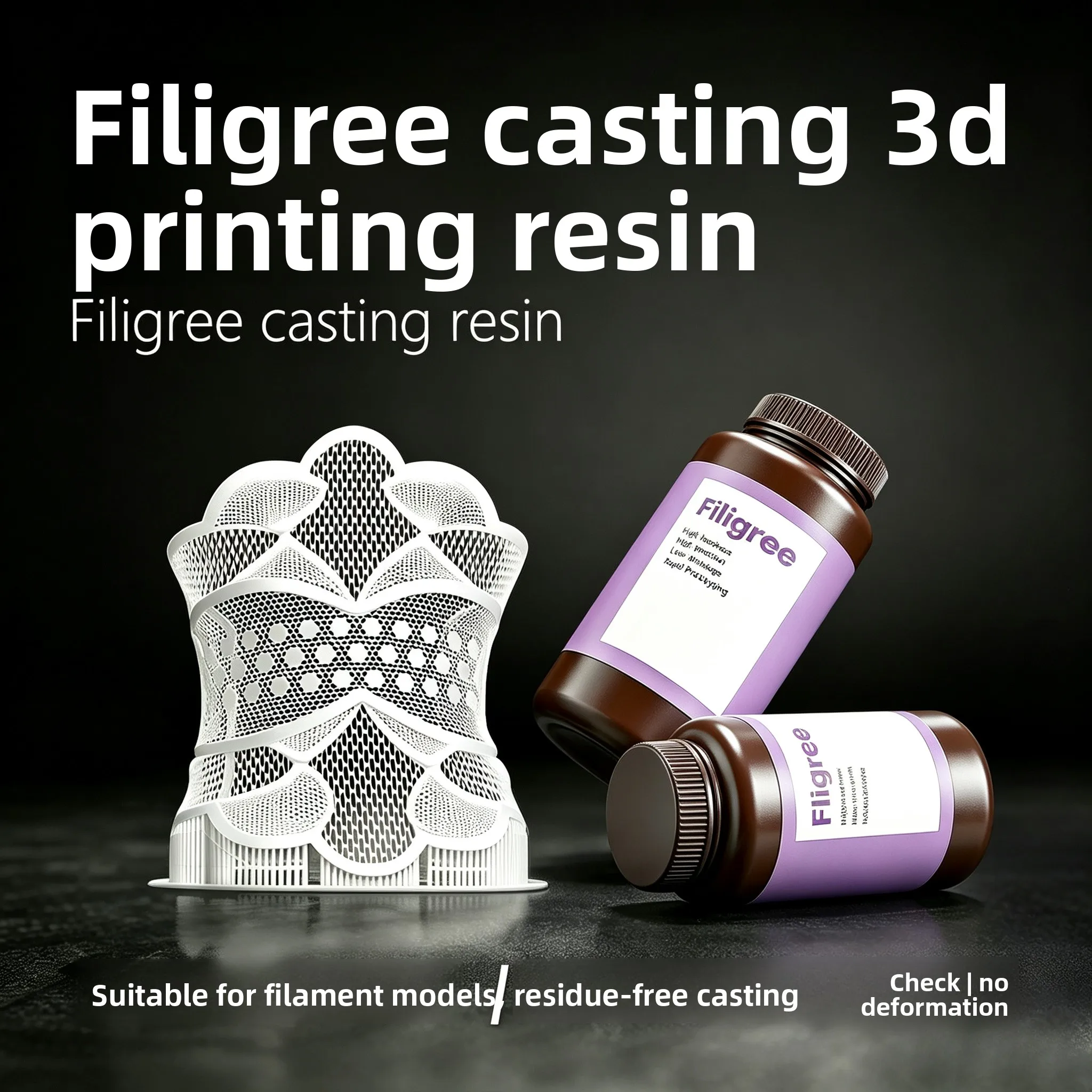Jewelry Casting Photopolymer Resin Low‑Ash Clean Burn‑Out for Filigree Lost‑Wax Casting LCD Photocuring 3D Printing Consumable