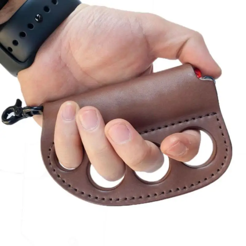 PU/Cowhide Leather Outdoor Camping Self-defense Lighter Storage Leather Case, Portable Multi-purpose Fighting Keychain