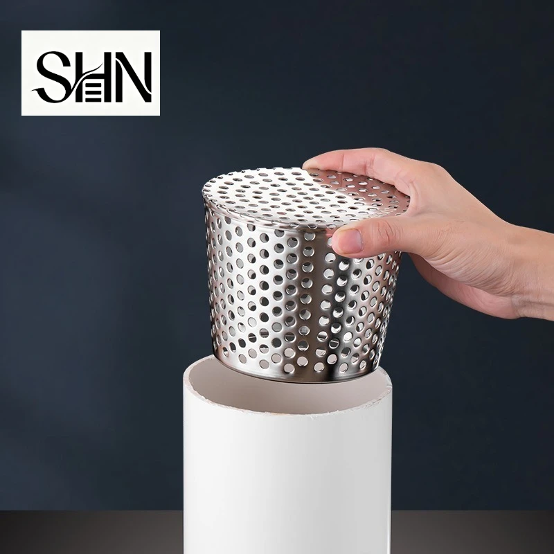 Wall Inset Vent Drain, 304 Stainless Steel Round Hole Side Drain with Anti-Rat Filter for Side Discharge