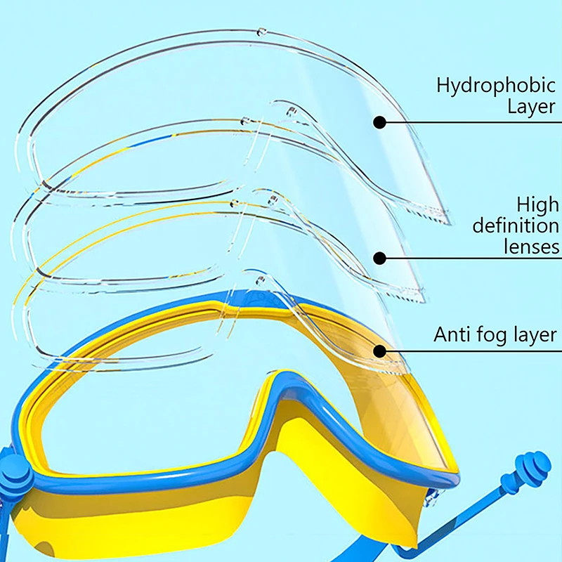 نظارات للأطفال أو الكبار مكافحة الضباب مع سدادة الأذن لا تسرب واضح نظارات السباحة للبنين بنات بركة الشاطئ نظارات السباحة