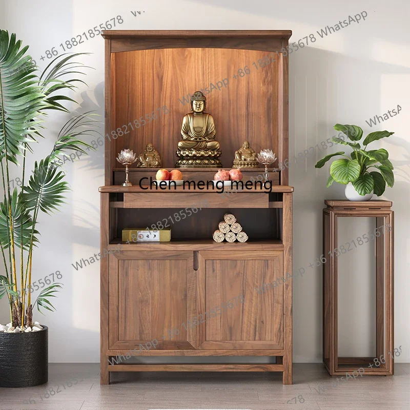 North American Black Walnut New Chinese Style Altar Table Guanyin Bodhisattva Home Modern God of Wealth Cabinet