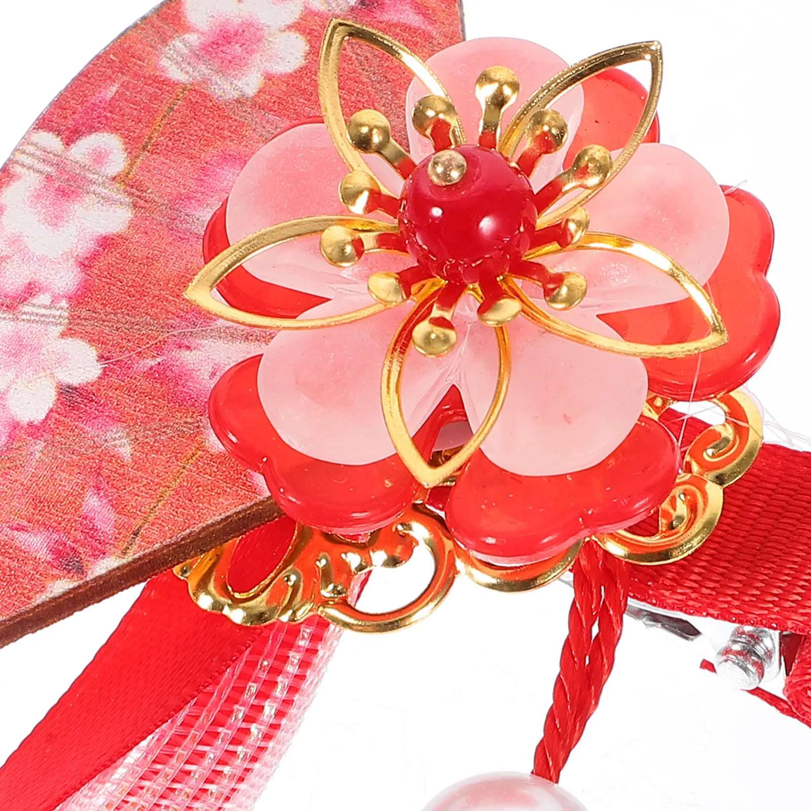 

2Pcs Fan Tassel Flower Hair Clips Japanese Style Ribbon Floral Hair Accessories Decorative Clips for Women Girls