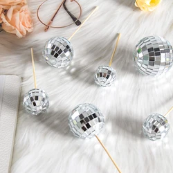 Mirror Ball Cake Decorations Silver Disco Ball Cake Toppers 70s 80s Retro Dance Party Favors Birthday Wedding Party Supplies