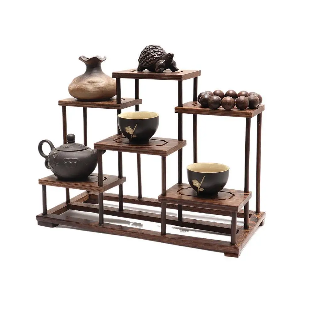 New Desktop Pure Wood Locker Rack Solid Wood Chinese Purple Clay Pot Tea Rack Tea Set Tea Rack image 5