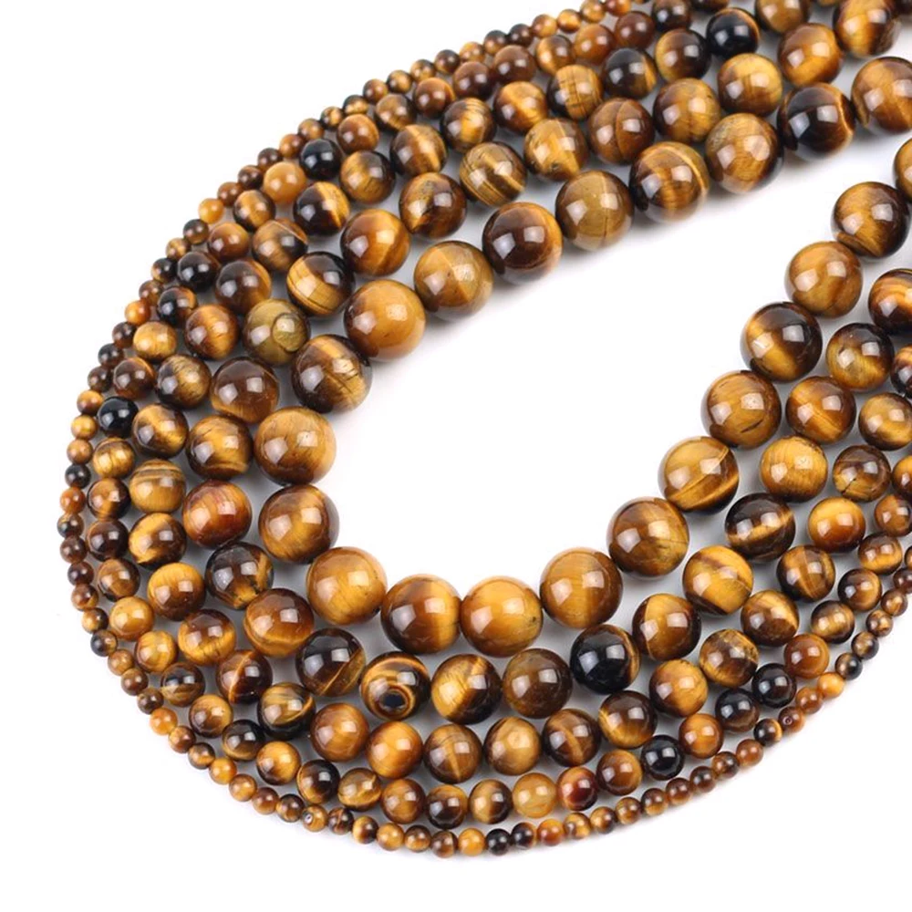 2 مللي متر/3 مللي متر/4 مللي متر/6 مللي متر/8 مللي متر/10 مللي متر/12 مللي متر حجر عين النمر الطبيعي الحقيقي الخرز لصنع المجوهرات البني السلس مطرز شارات صنع بيرلز