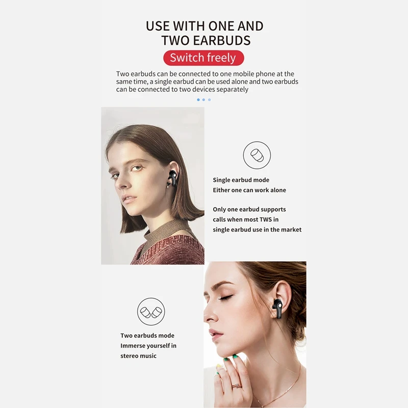 Graffiti Wireless Headset,Wireless Ear Buds Bluetooth Control Headset With Charging Sleeve Stereo In-Ear For Work