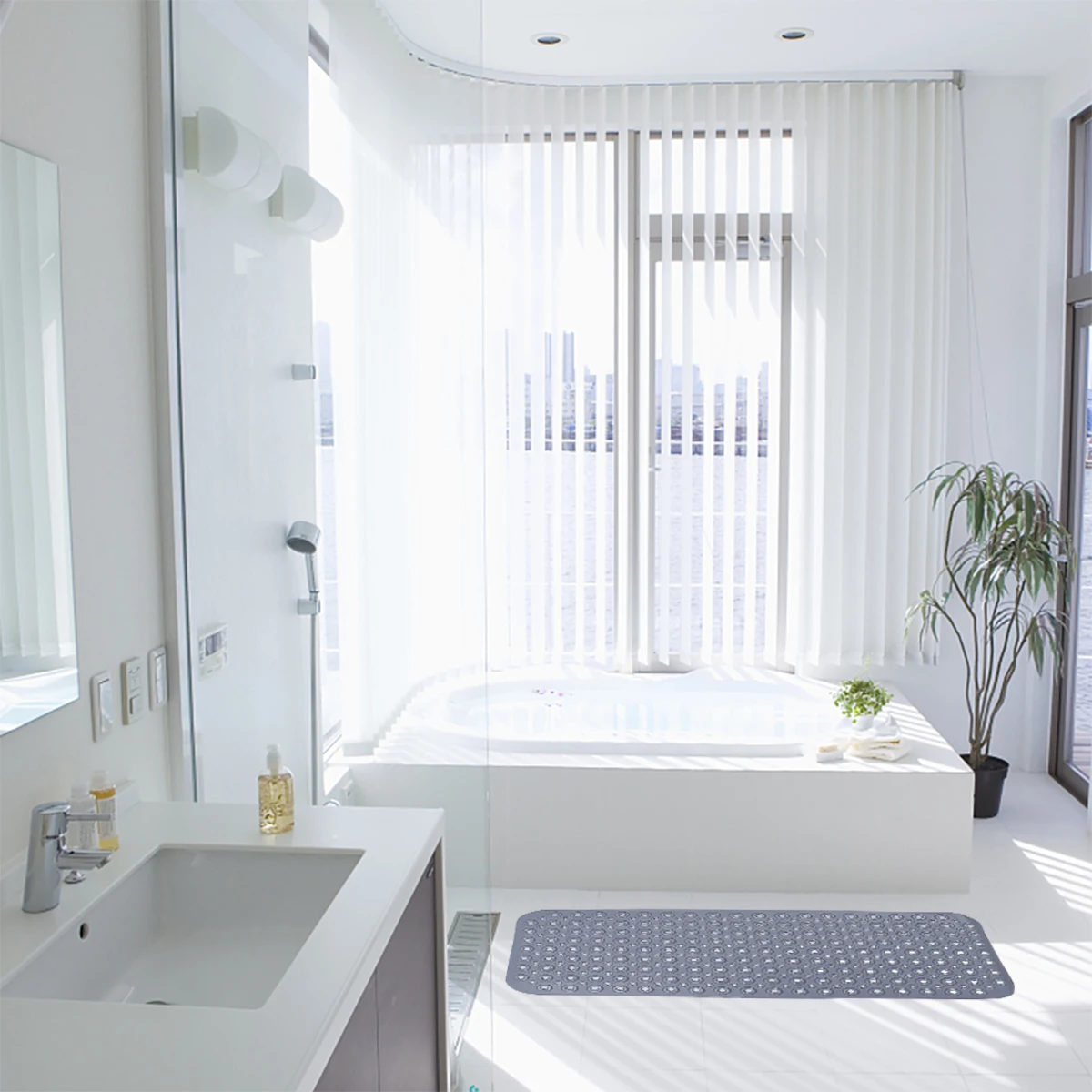 

Коврик для ванной без коврика для душа из ПВХ, массажный коврик для ног для ванной комнаты, ежедневное использование, серый