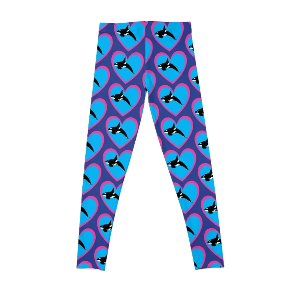 Orca (Killer Whale) in Pink Heart Leggings push up fitness Women's push up gym clothing Female legging pants Womens Leggings