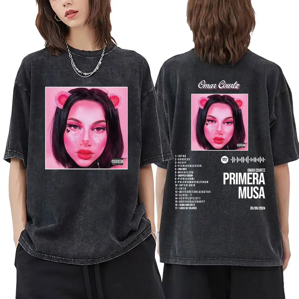 

Washed Vintage Rapper Omar Courtz Primera Musa Music Album Cover T Shirt Men Women's Clothing Fashion Hip Hop Oversized T-shirts