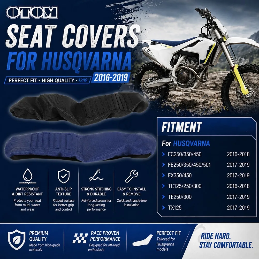 For HUSQVARNA 2016-2019 Motorcycle Seat Cover Antiskid Waterproof Gripper Leather Cushion Guard FC FX FE TC TE TX 250 350 450