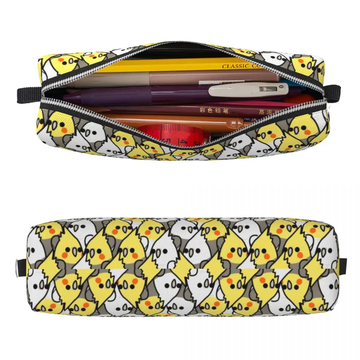 Cockatiel 앵무새 패턴 연필 케이스 학생을위한 동물 새 펜 상자 가방 대용량 학교 용품 화장품 연필 케이스