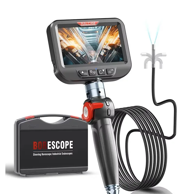 

Ralcam 6.2mm Articulating Endoscope Camera 720P HD 4.3'' HD Screen Borescope with 6 LEDs, 2M Semi-Rigid Cable for Car Engine