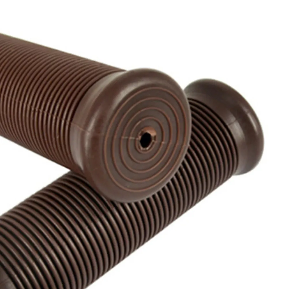 1Pair Motorcycle Handlebar Grips Rubber Vintage Non-Slip Ergonomic Shock Absorbing Universal Bike Grips 25-28Mm Light Brown