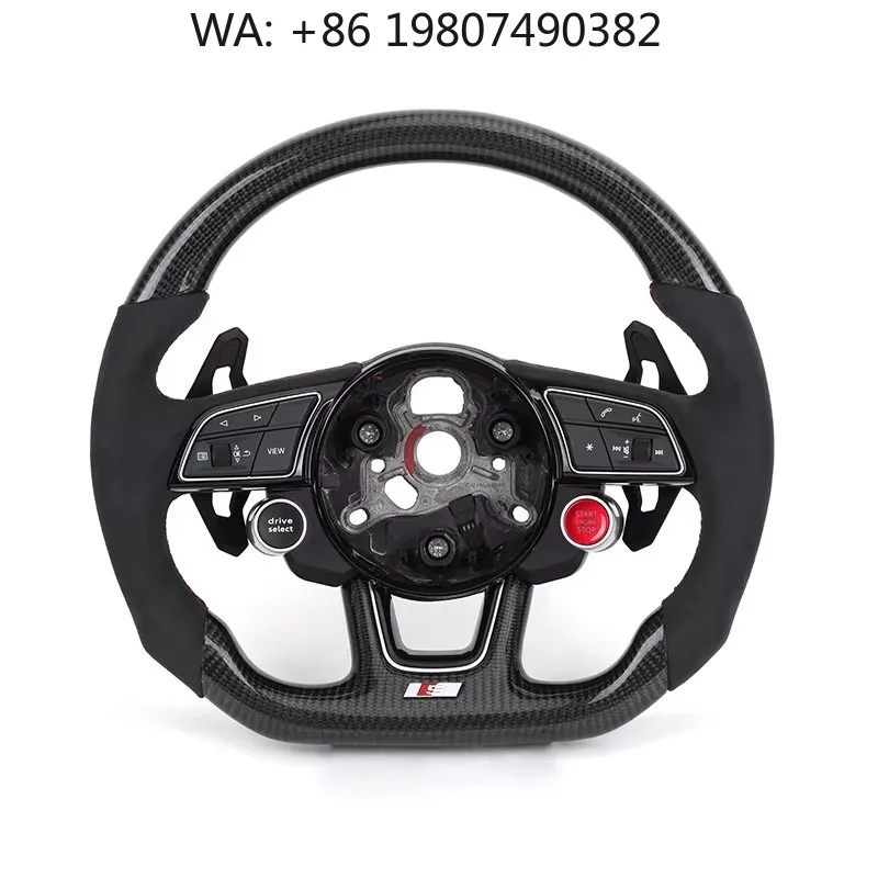 

Custom Carbon Fiber LED Sport Steering Wheel, Half Leather Cover Tuning Parts Fits R8 A3 A4 A5 A6 C7 B6 B8 B9 RS3 8V RS4 RS7 SQ5