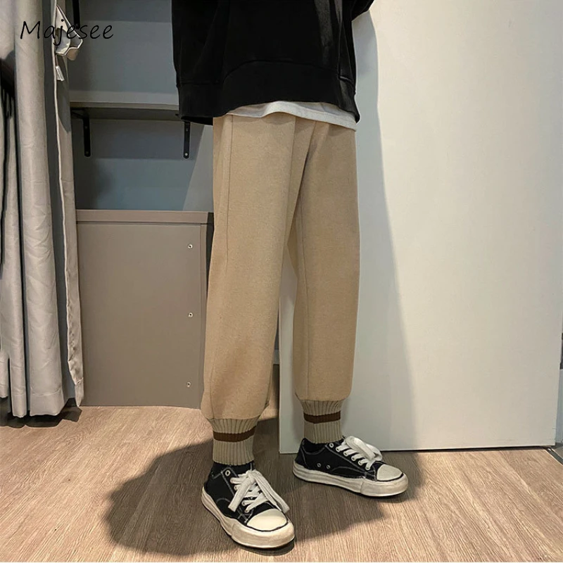 Ankle-tied Casual Pants Men Slim Stretchy Autumn Winter Hipster Stylish Teenagers Daily Sporty Cozy Korean Style Normcore Trendy