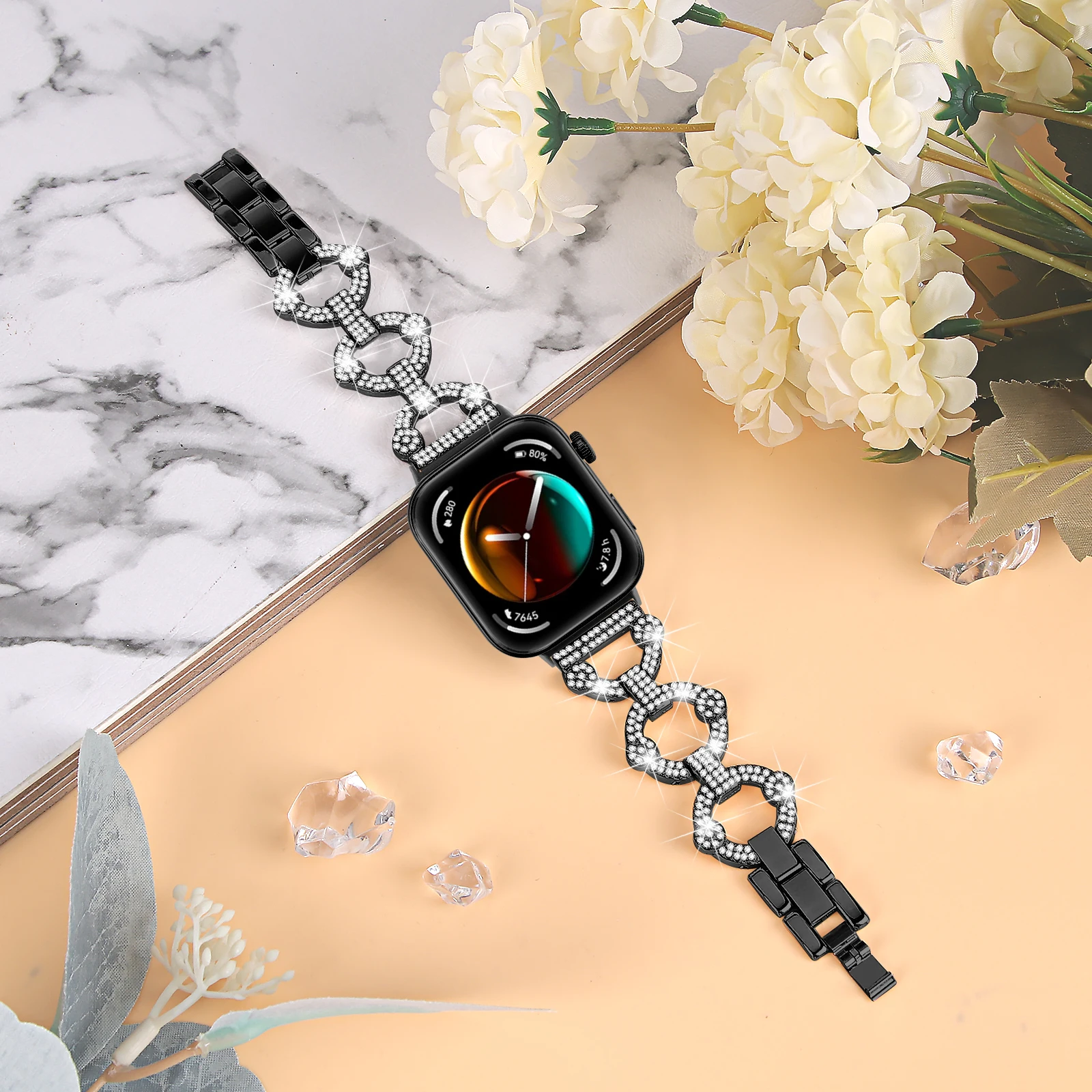 สายสแตนเลสสําหรับนาฬิกา Huawei Fit 3 สายวงกลมผู้หญิงผู้ชายเพชรสร้อยข้อมือโลหะสําหรับ Huawei Fit 3 สมาร์ทวอท์ช