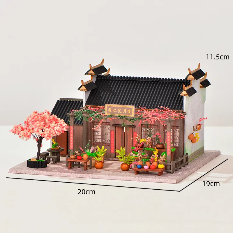 

Retro Chinese Dollhouse Casa Jiangnan Water Town Miniature Wooden Dolls Houses Courtyard Villa Handmade Decor Model Girls Toys