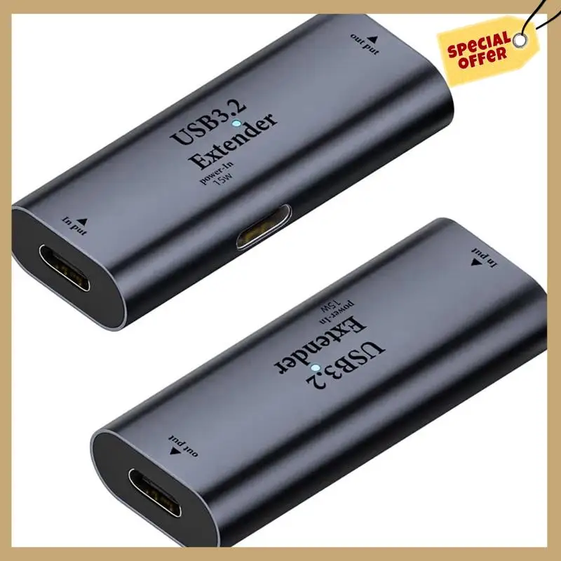 Adaptador USB C a USB C, extensor de amplificador de señal de 5Gbps 15W, convertidor USB C hembra a USB C hembra para ordenador portátil, cámara-WMAN