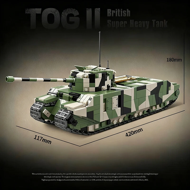 MOC British TOG II Carro Pesante Building Blocks Kit WWII Veicolo Blindato Militare Modello di Personaggio Mattoni Bambini Wargame Giocattoli Regali