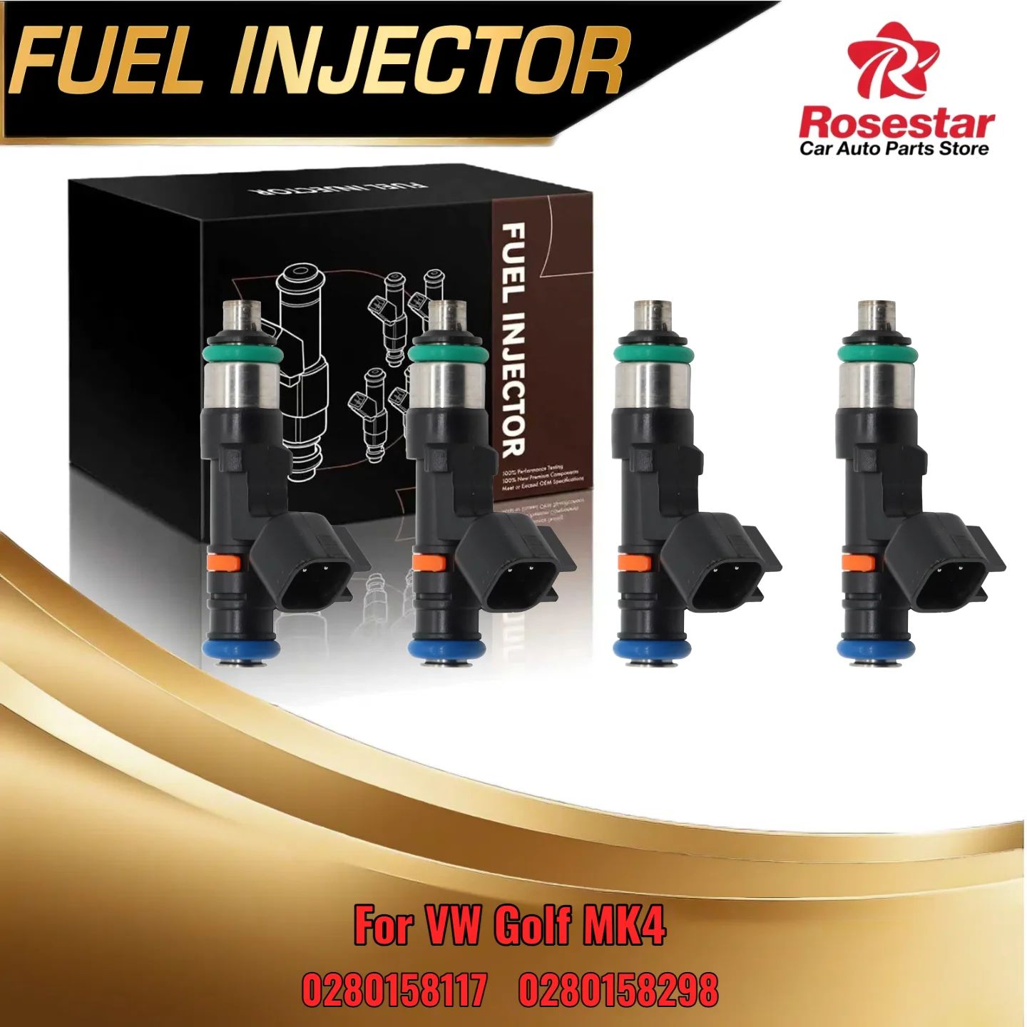 

4PCS 52lb 550cc Fuel Injector Set Upgrade For VW Golf MK4 00 05 For 1 8T Turbo 0280158117