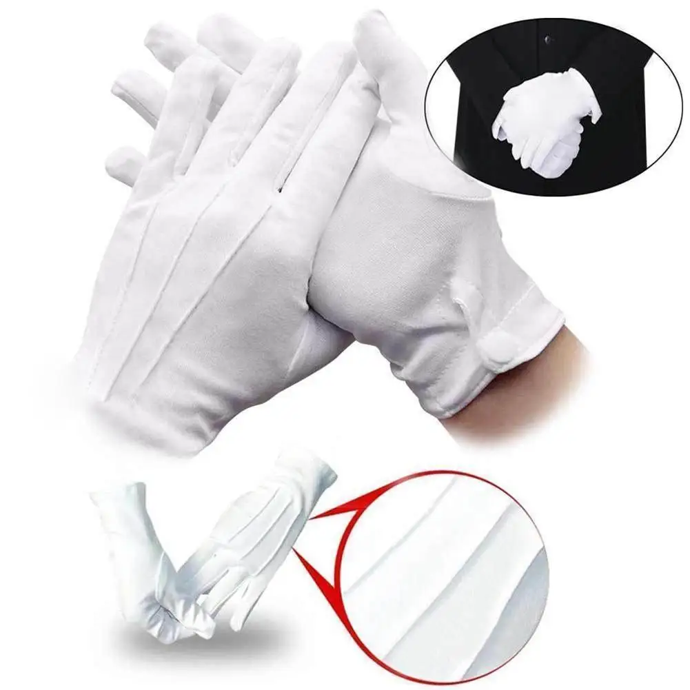 2 Paar formelle Smoking handschuhe-Nylon Guard Parade Handschuhe für Männer und Frauen, weiße Baumwolle Marching Band Kleid Handschuhe – Detail 12
