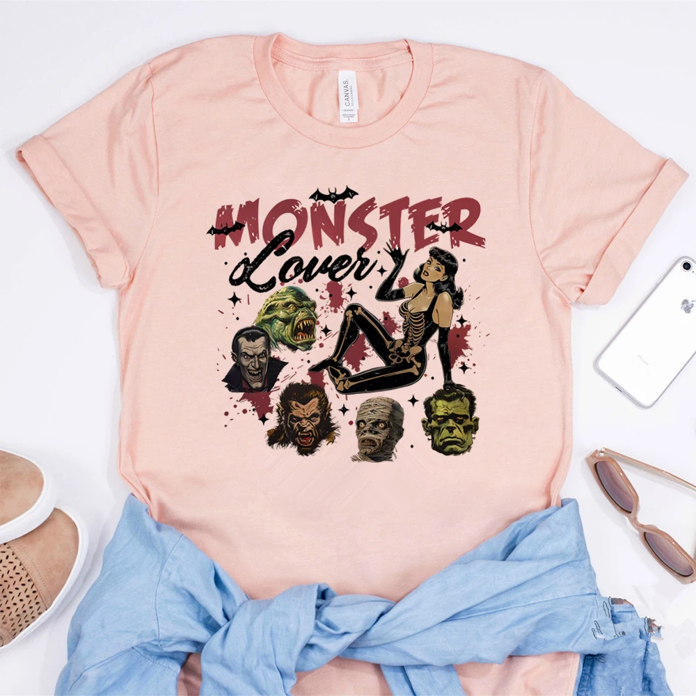 تي شيرت عتيق الهريس الوحش ، قميص فيلم رعب ، عاشق الوحش ، قميص فرانكشتاين مونستر ، قمم مصاص الدماء الساحرة ، قمم الهالوين