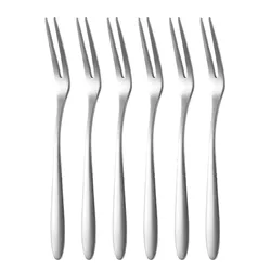 Dinner Dessert Forks Picnic Fruit Fork Kitchen 304 Stainless Steel 6Pcs Bar Mini Food Pick Brand New Practical