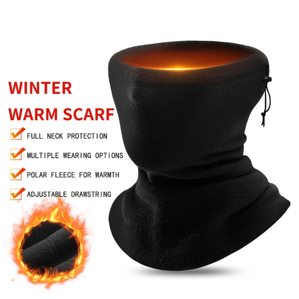 

Cycling Warm Scarf Fleece Ski Mask Windproof Polar Fleece Cycling Drawstring Thickened Autumn Winter Unisex Face Cover