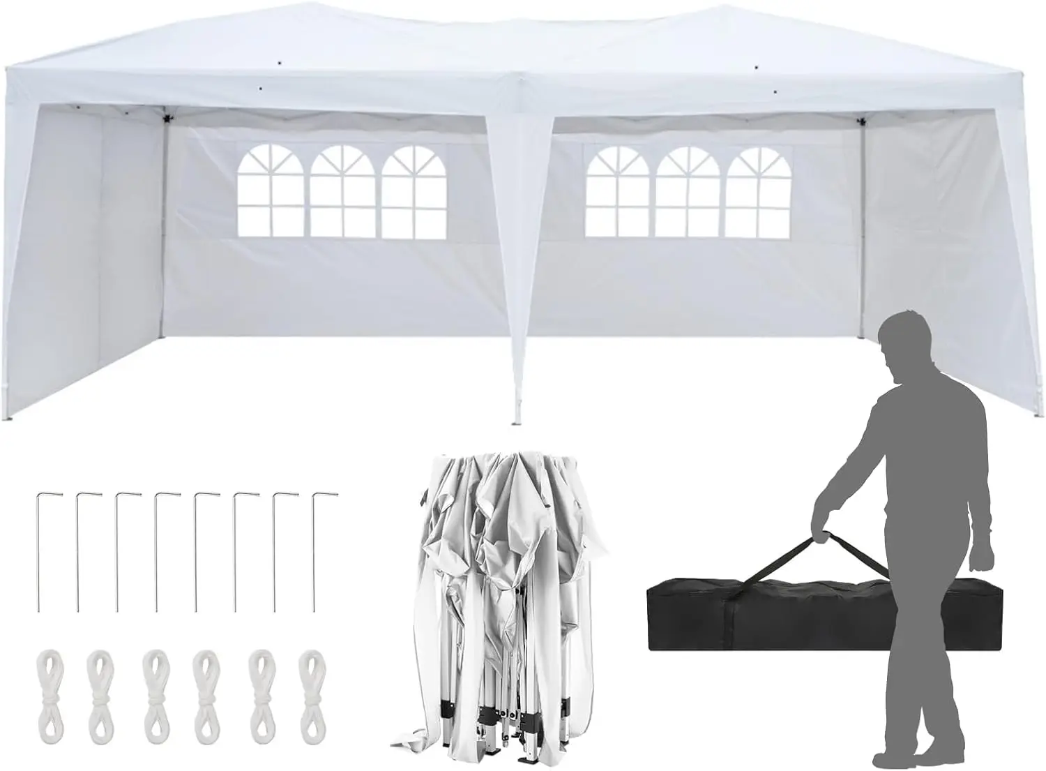 

10x20ft Ez Pop Up Canopy, Portable Instant Canopy Tent with 4 SideWalls for Outdoor Events, Party, Wedding, Birthday,Graduation