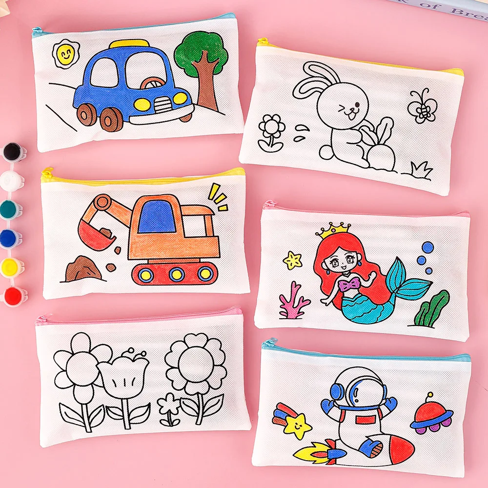 DIY-Federmäppchen zum Selbstgestalten für den Schulanfang, Leere Mal- und Basteltasche, Kreative Zeichenaktivität als Funktionales Geschenk