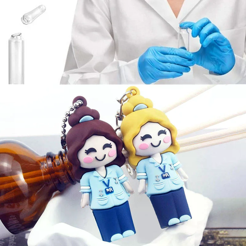 Multifunctional Medical Shape Ampoule Bottle Opener Nurse Doctor Rubber Syringe Cutter Bottle Opener Two-in-one Keychain