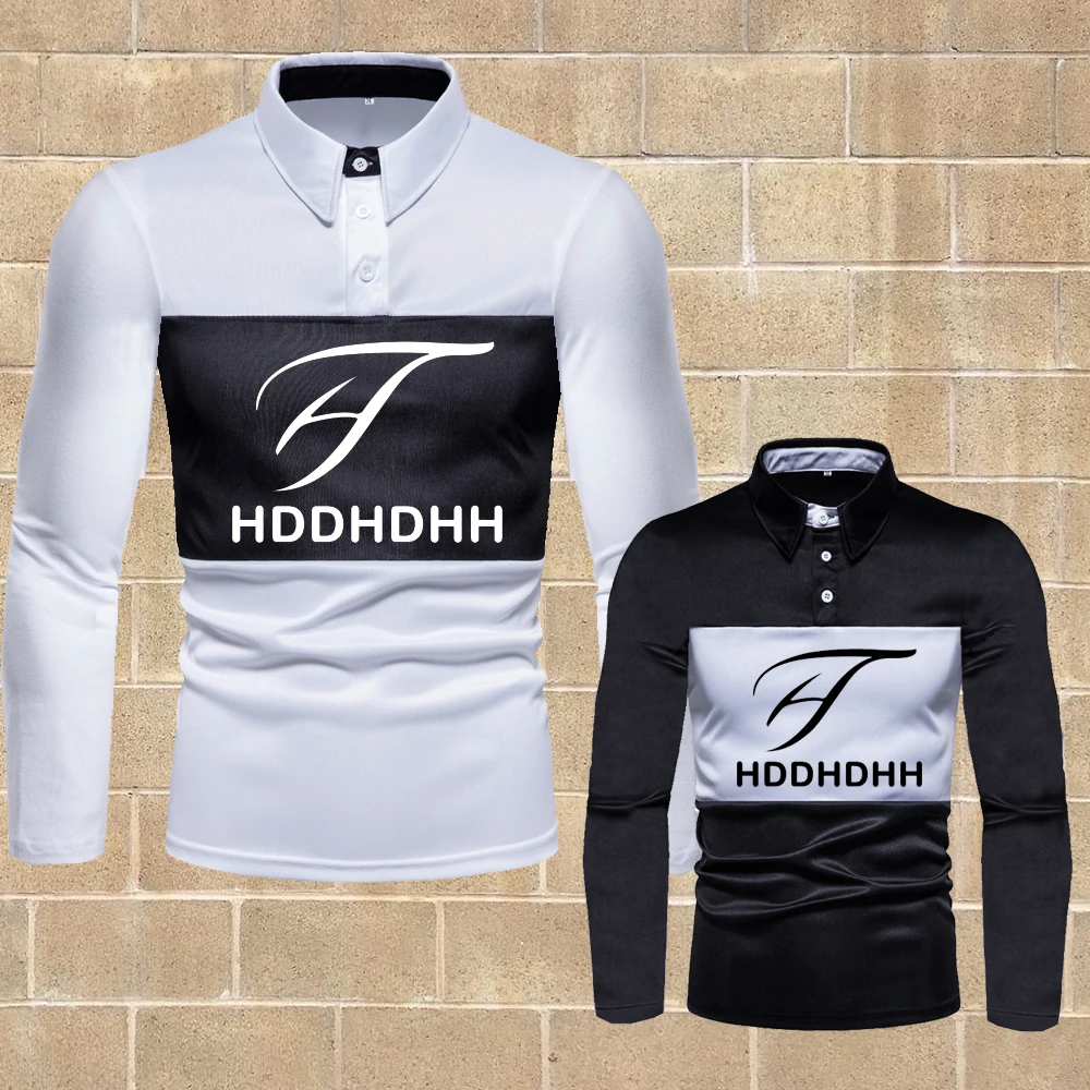 

Autumn and Spring Summer Men Long Sleeve Printed Polo Shirt