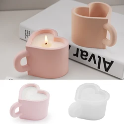 Love Tea Cup Mirror Silicone Mold DIY Gypsum Cement Coffee Cup Decoration Dish Storage Plate Ornament Resin Mold Home Handicraft