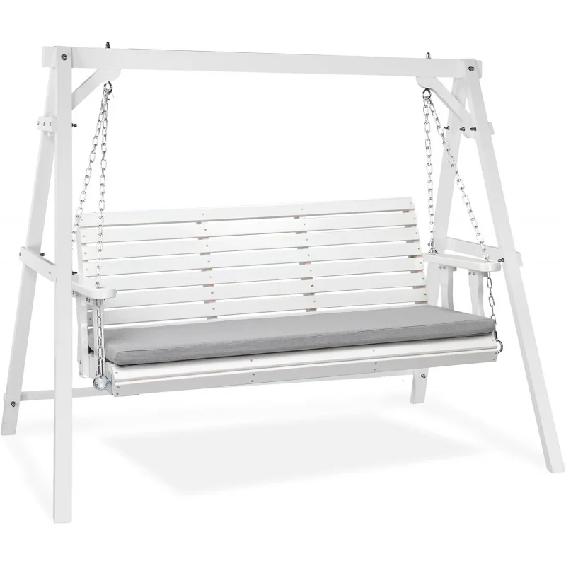 

2026 New：5 FT Outdoor Porch Swing with Frame, Patio Hanging Swing & Stand with Cushions Heavy Duty 880 LBS Yard