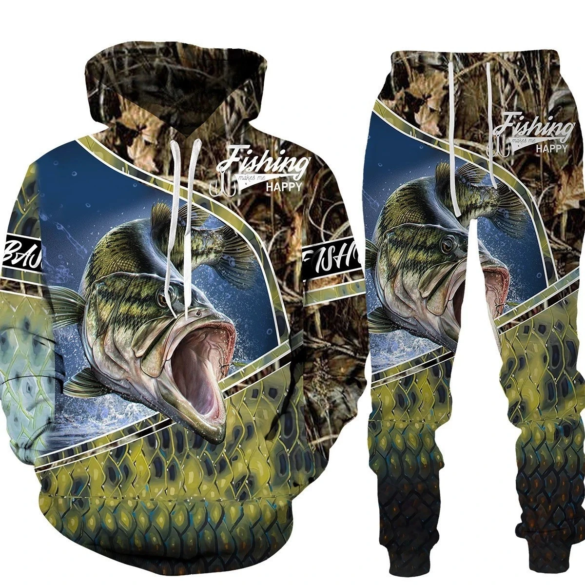 New 3D Printing Fish Fashion Men Women Tracksuits Crewneck  Hoodies+pants Plus Size S-7XL Harajuku Coats Tracksuit Men