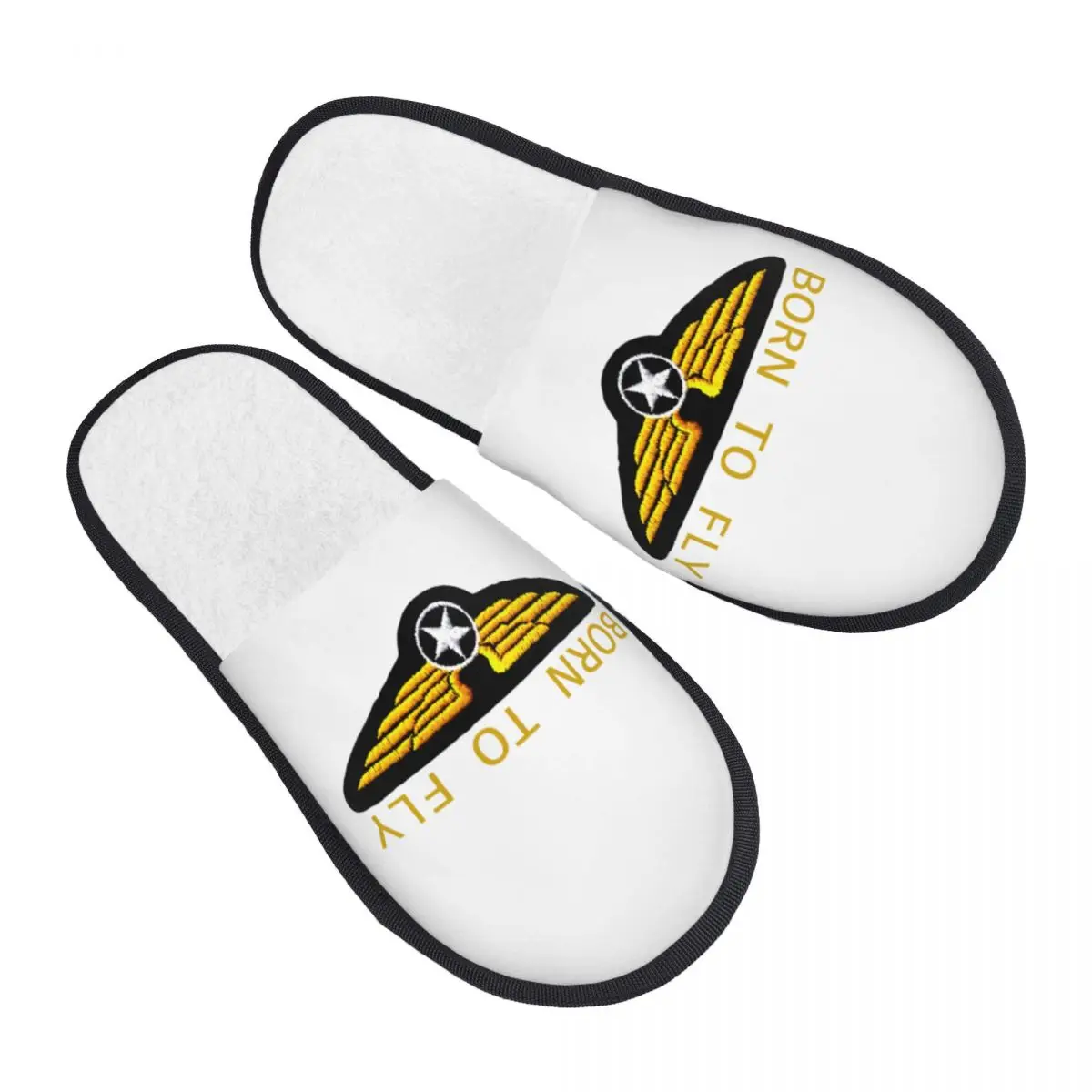 Custom Born To Fly Flight Pilot Soft Memory Foam House Slippers Women Flying Aviation Aviator Comfy Warm Anti-Skid Slipper