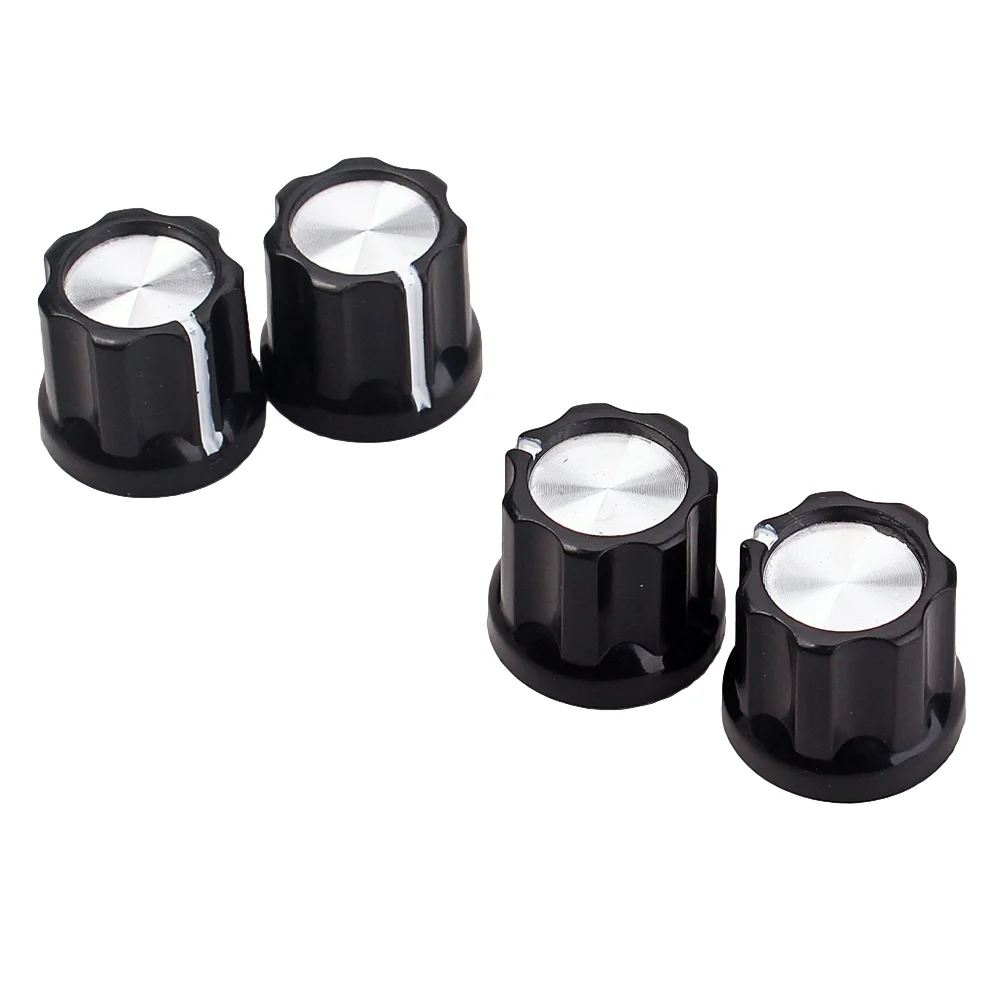 4pcs Black Silver Guitar Bass Amp Knob Buttons D-type Shaft Pot Knobs (Black) Guitar Amp Knob D-type Shaft Amp Knob