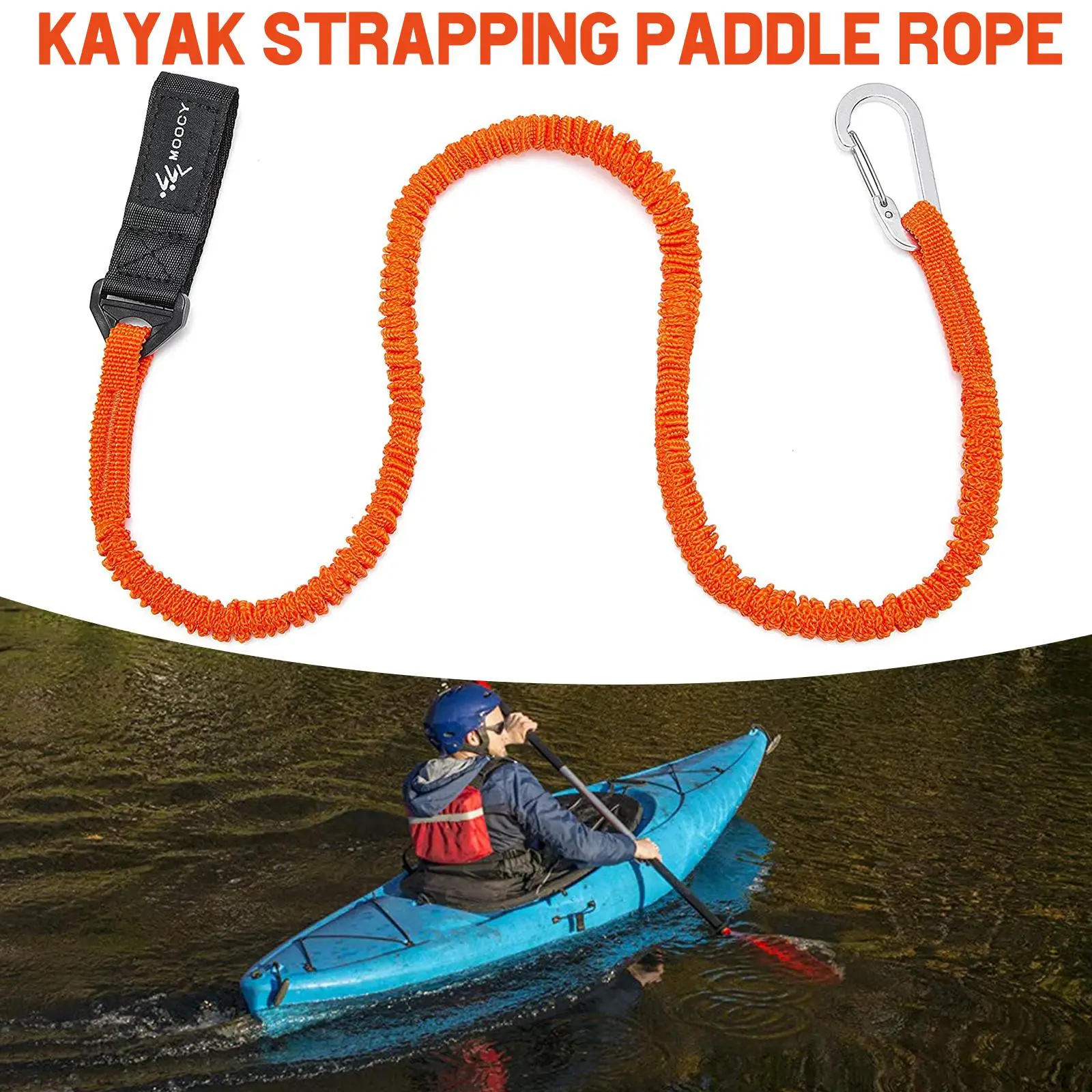 Adjustable Elastic Kayak Paddle Leash with Safety Hook Coiled Lanyard Durable Anti-Lost Cord for Fishing Rod And Paddle Tie