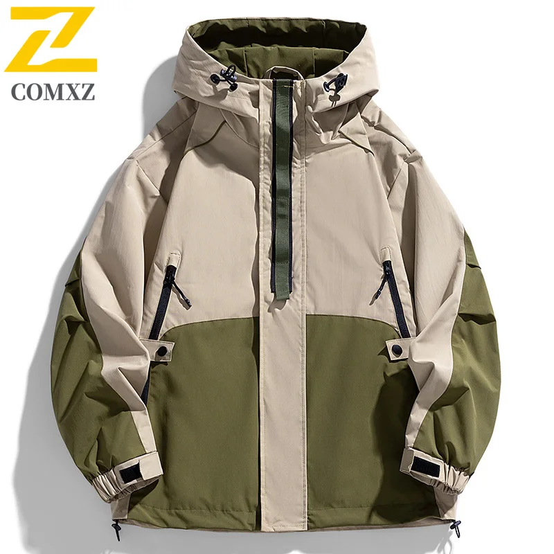 2025 Functional Jacket Men's Spring Autumn Outdoor Hiking Waterproof Zipper Pocket Windbreaker Women's Casual Sports Hooded Coat