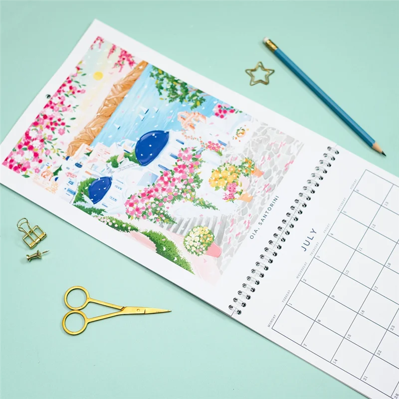 تقويم EDT-2025، تقويم حائط للسفر، مخطط شهري، تقويم حائط، ديكور حائط، قرطاسية، هدية لها، قلب كوخ