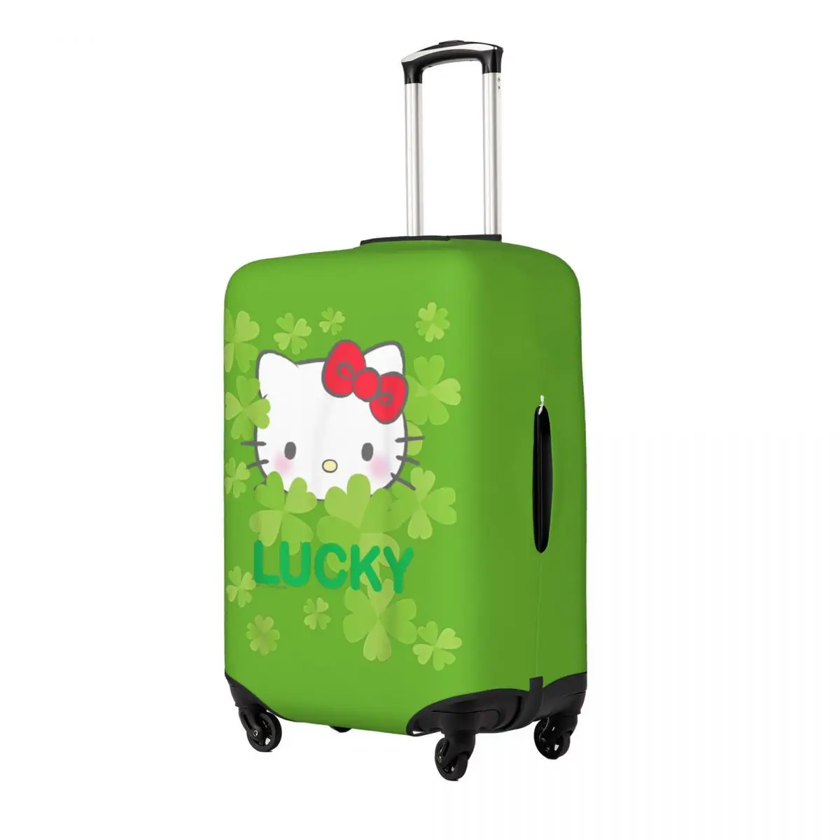 Hello Kitty Lucky Clover St. Patrick's Day Suitcase Cover Cruise Trip Protection Holiday Elastic Luggage Accesories