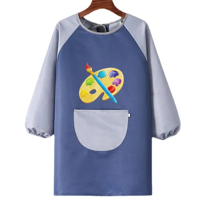 Long Sleeve Children Waterproof Apron Kids Art Craft Painting Cook Feeding Smock Cartoon Apron