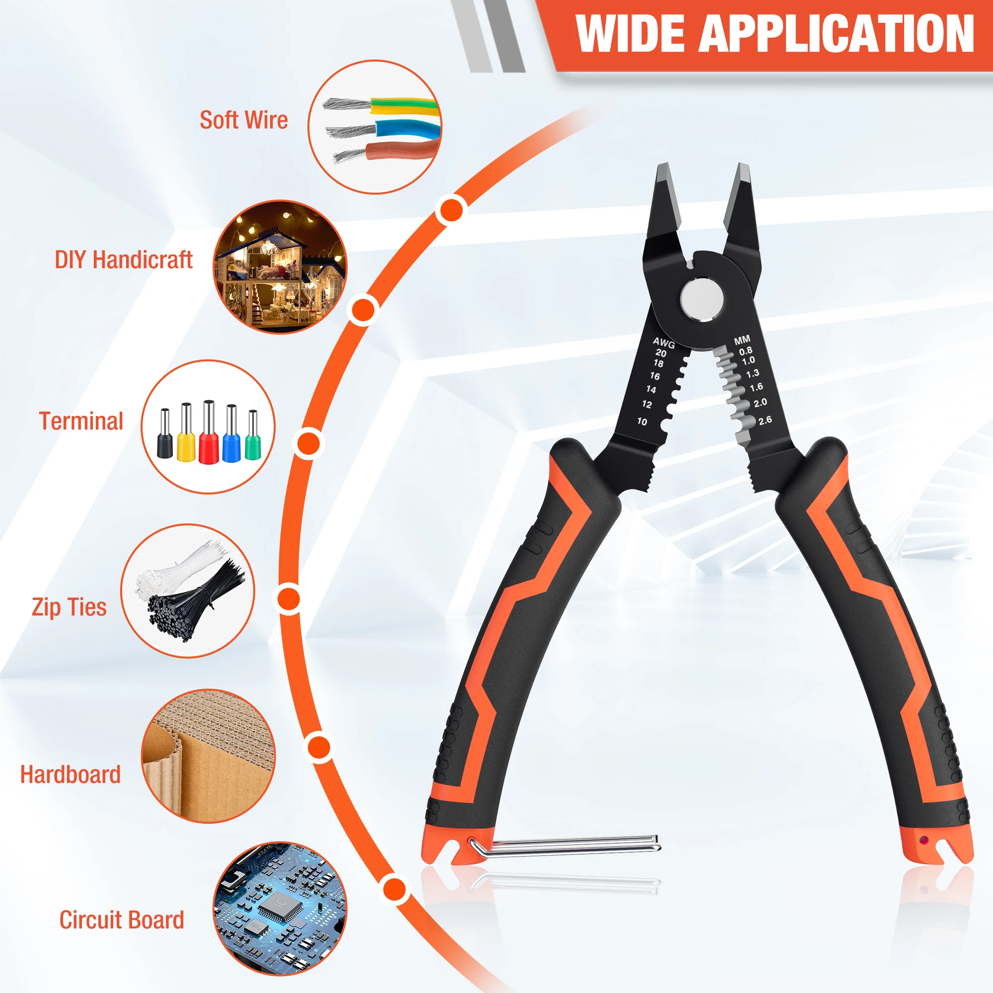 Valuemax-Alicate Diagonal Universal, Cortadores Elétricos Fio, Fio Stripper, Corte Side Snips, Ferramenta De Mão, 2 em 1, 6 em