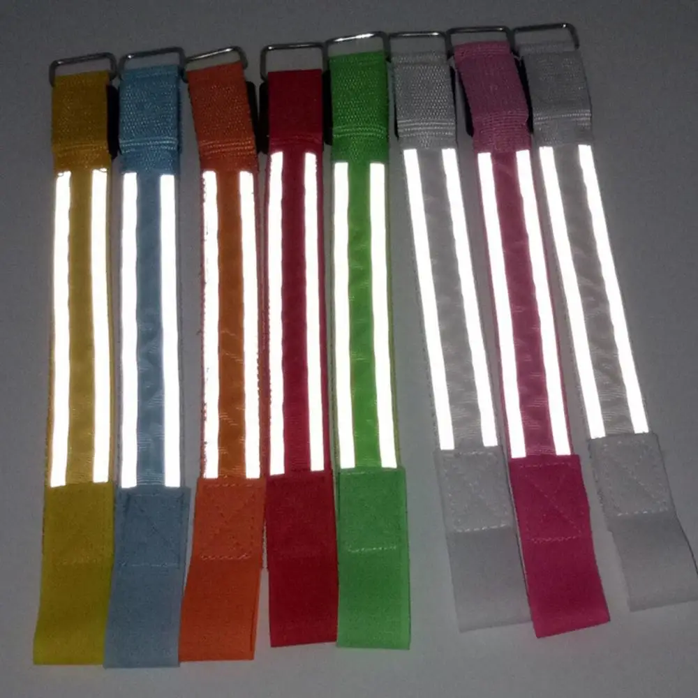LED Night Running Armband Riding Arm Ring Luminous Double Reflective Strip Wrist Belt Light Outdoor Sport USB Rechargeable Belt