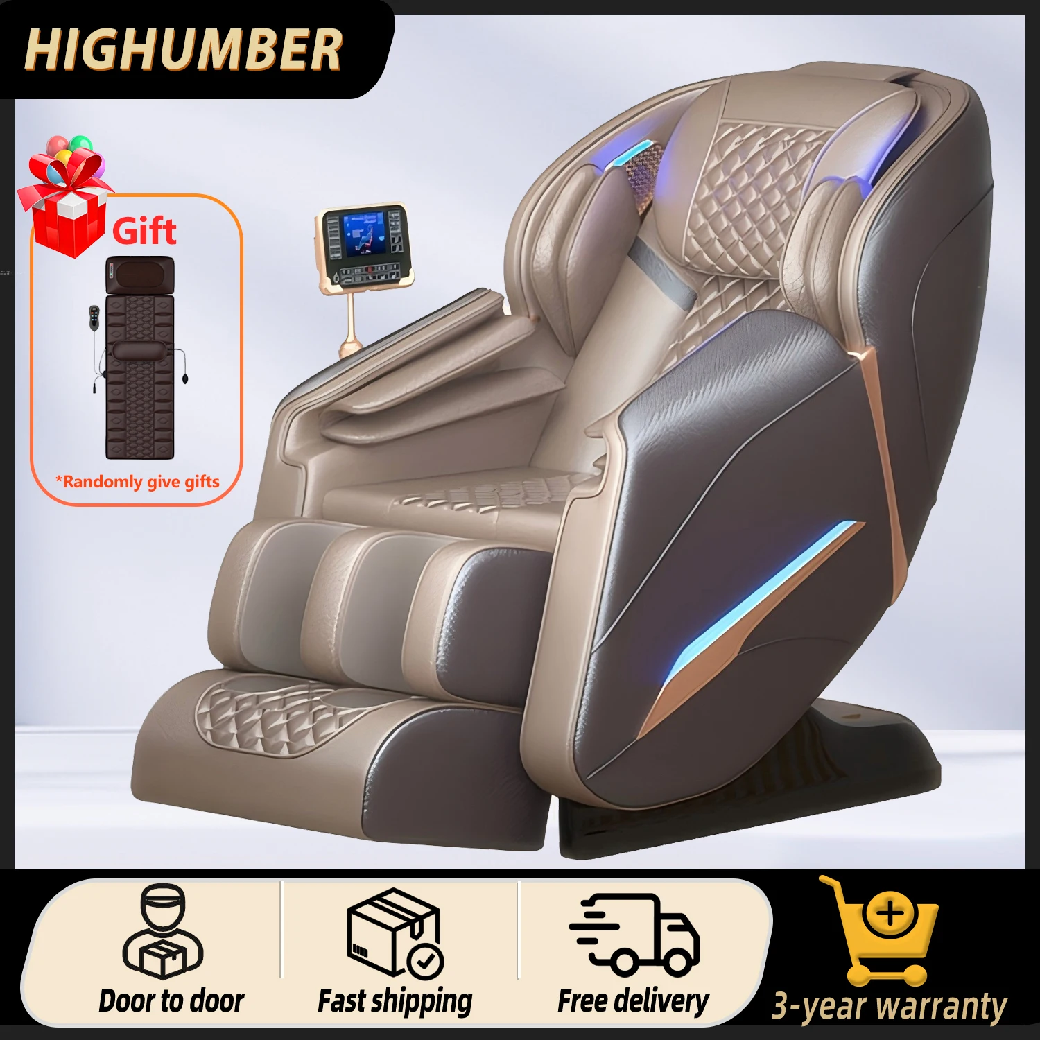 

Electric SL Massage Chair Shiatsu Full Body Massager Zero Gravity Chairs Massage Vibration Body Automatic Luxury Heating Massage