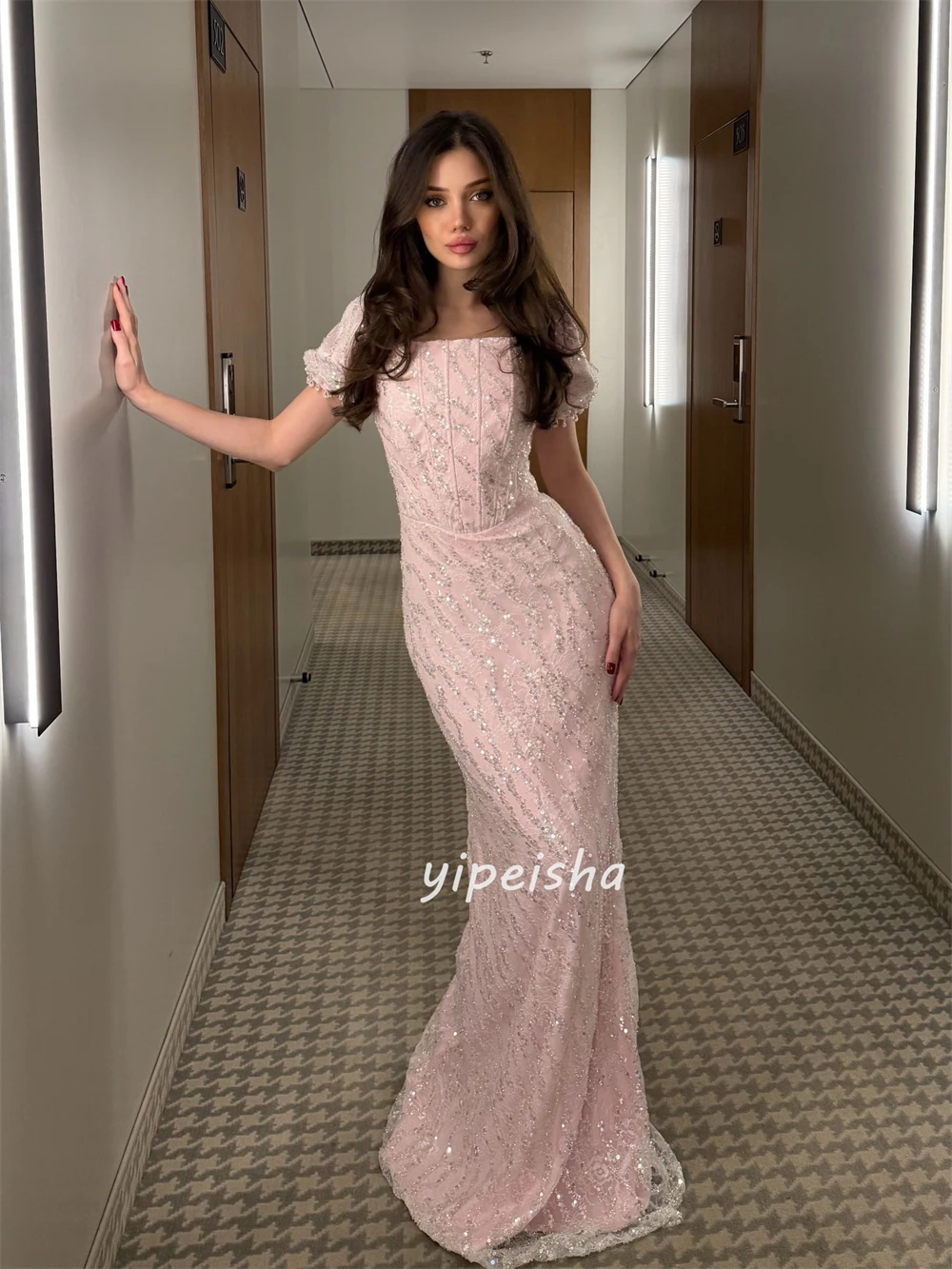 Customized Exquisite Fashion Beading Sequined Mermaid Square Neck Long Dresses Evening Dresses Modern Style Sizes Available Sexy image 3