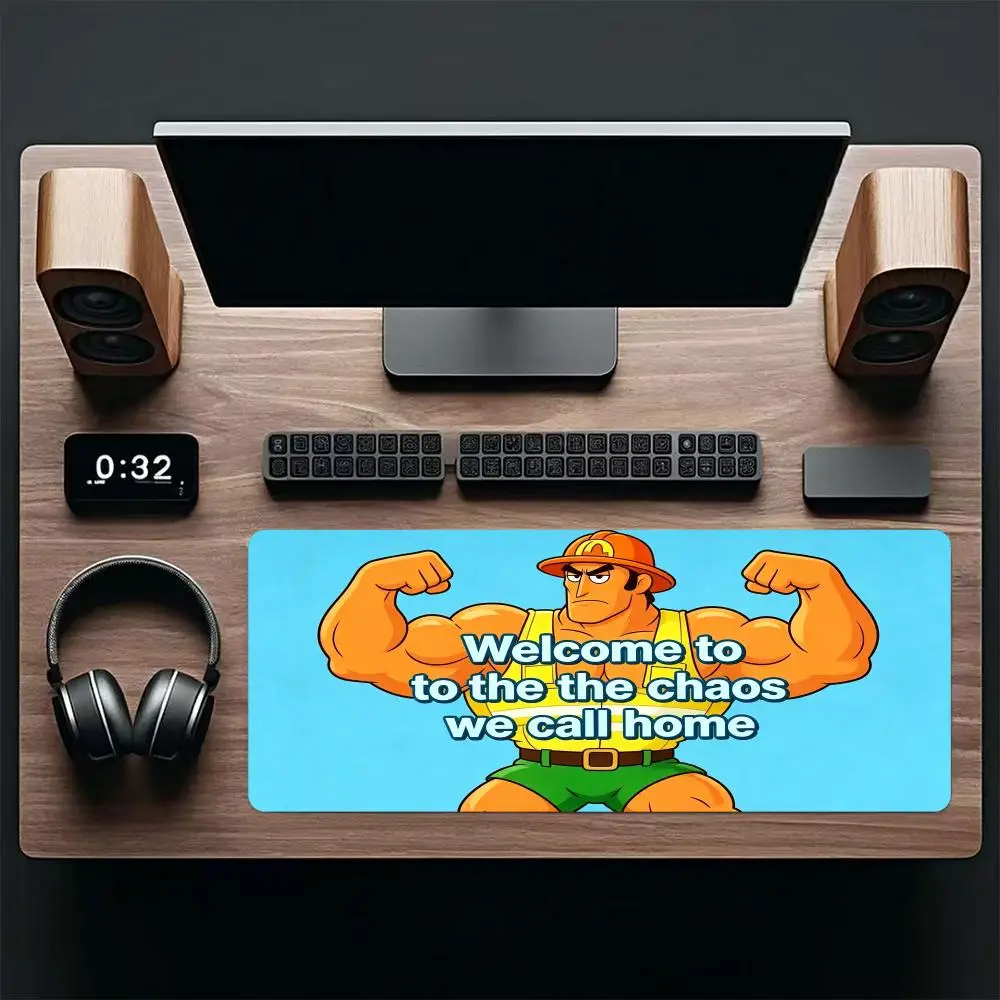 Large Size Playmat Funny Muscular Alien Astronaut Purple Starry Sky Space Scene Anime Games Office Desktop Mat