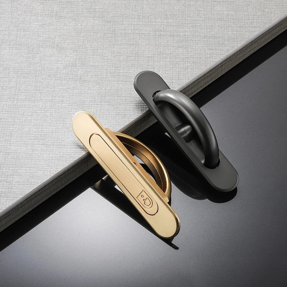 Tatami Hidden Door Handles Zinc Alloy Recessed Flush Pull Cover Floor Cabinet Handle Black  Silver Furniture Handle Hardware