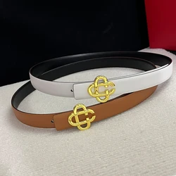 New Leather Thin Belt Ladies Belt with Dress Waist Fashion All-match Jeans with Trendy Metal Buckle Designer Luxury Belt